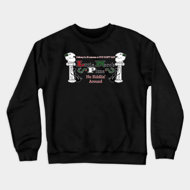 Little Nero's Pizza Distressed Crewneck Sweatshirt by BrianPower